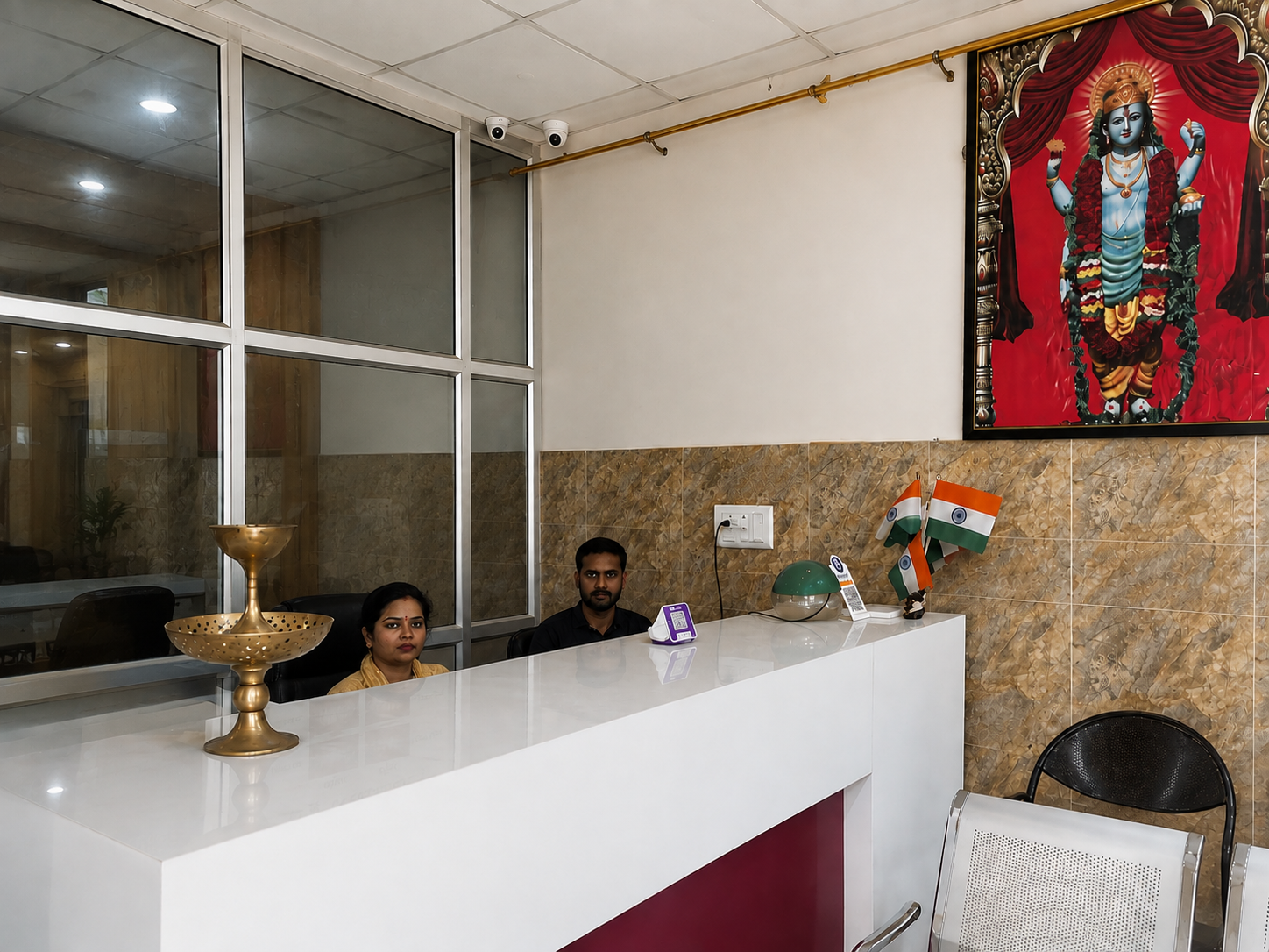 Receptionist and other staff at Shri Amrit Ayurveda Hospital
